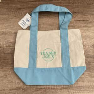 Trader Joes Mini Pastel Canvas Tote Bag 2025 BLUE Limited Edition